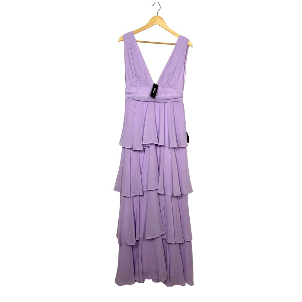 Lulus Amazing Evening Maxi Dress Women's Medium Lavender Tiered Chiffon NWT - Picture 4 of 12